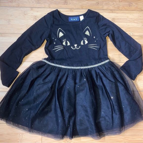 NWT Girls Size 4T Black Cat Halloween Tulle Dress - Picture 2 of 2